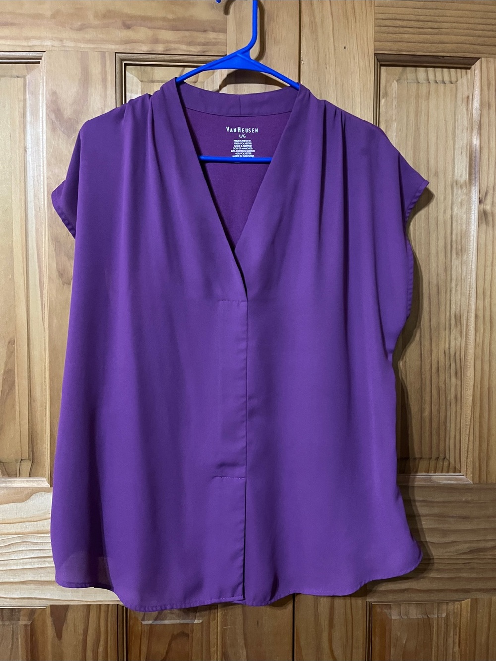 Van Heusen Plum V-Neck Cap Sleeve Blouse